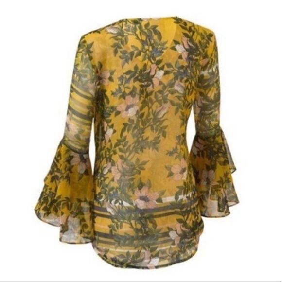 CAbi Yellow and Green Floral Blouse - Picture 8 of 14